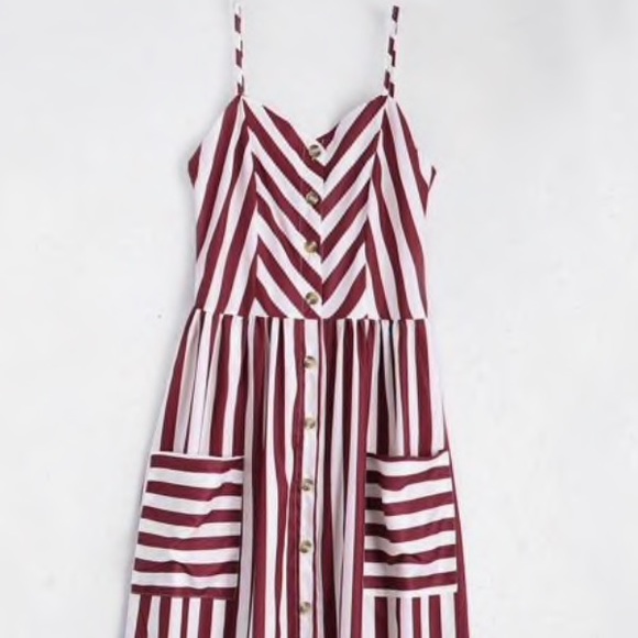 Zaful Dresses & Skirts - NWT Zaful button up striped cami dress